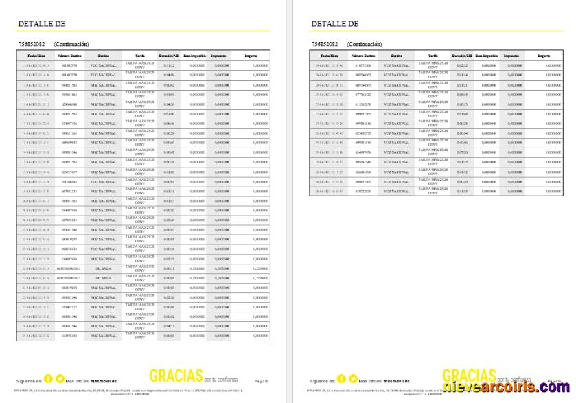 Spain Masmovil internet utility  bill, 6 pages